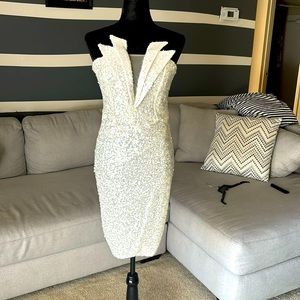 Pearl white Sequins Gown